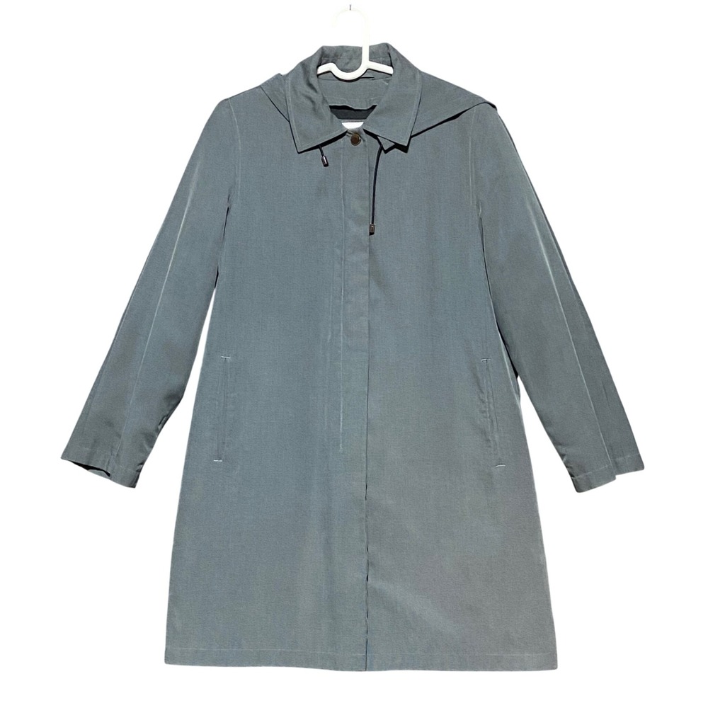 Fleet Street Grey Micro Houndstooth Hooded Raincoat‎ Removable Liner Women's M
